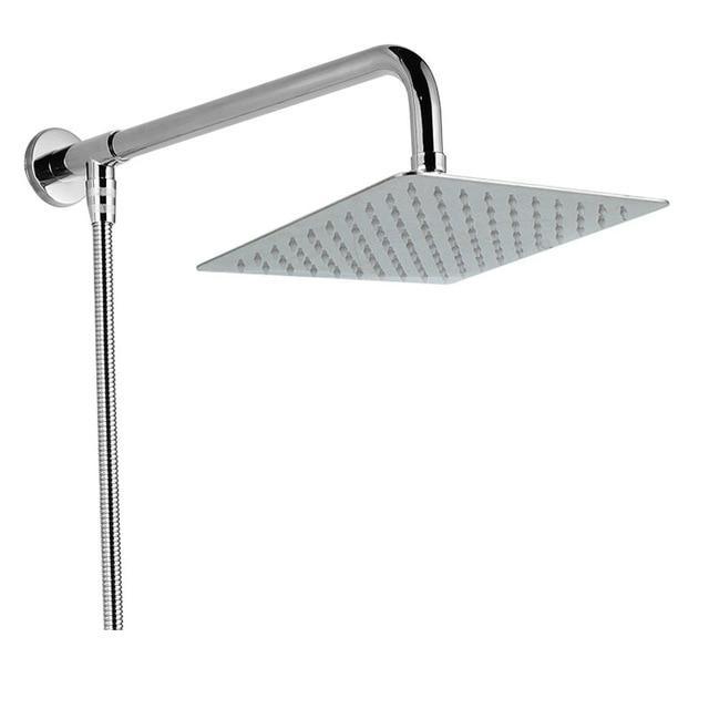 High-pressure rainfall shower head, wall-mounted, offering a luxurious modern bathroom experience.