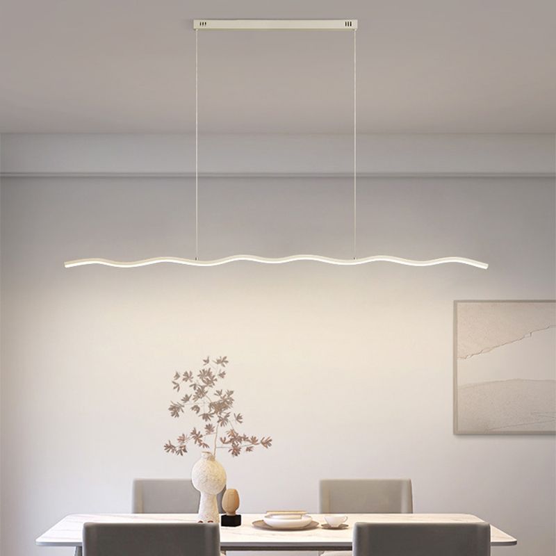 Unique wave-shaped LED pendant lamp, modern and eye-catching home decor.