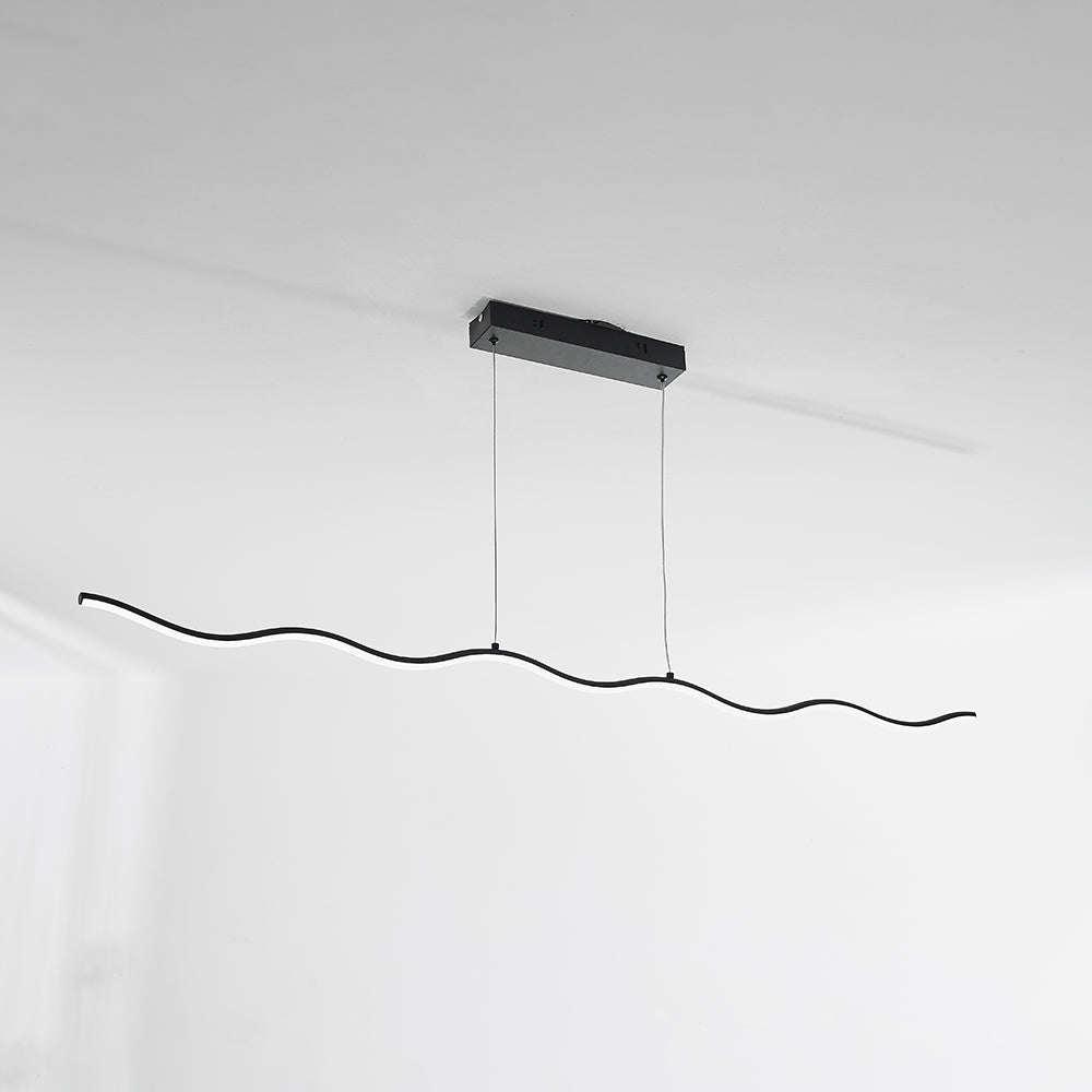Contemporary wave LED pendant lamp, adjustable modern ceiling light fixture.