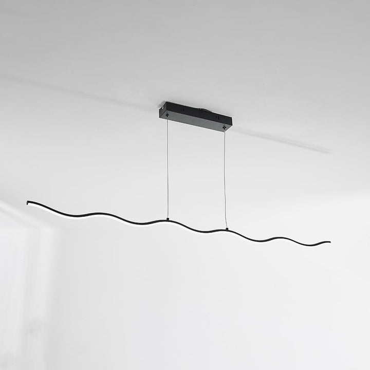 Contemporary wave LED pendant lamp, adjustable modern ceiling light fixture.