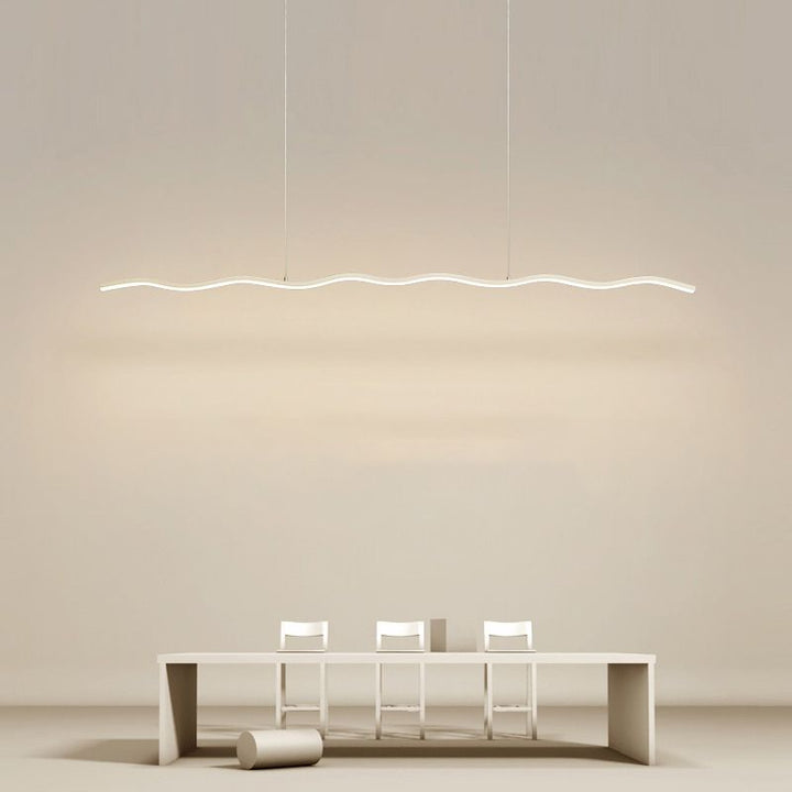 Sleek LED wave design pendant lamp, energy-efficient modern lighting.