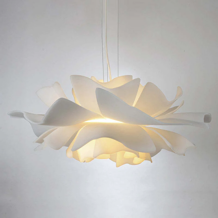Sophia modern white flower pendant lamp, adjustable ceiling light. Elegant design.