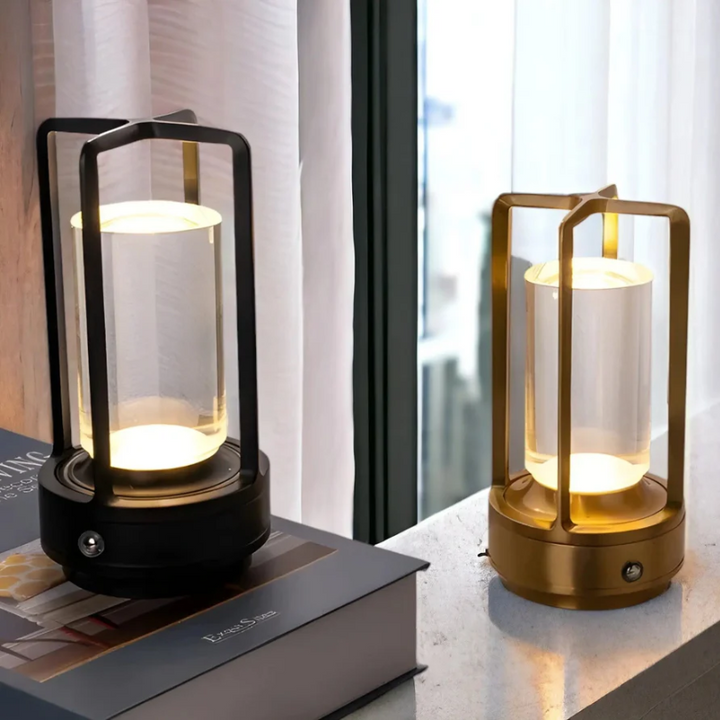 Modern wireless LED table lamp with dimmable light, perfect for Scandinavian home decor ambiance.