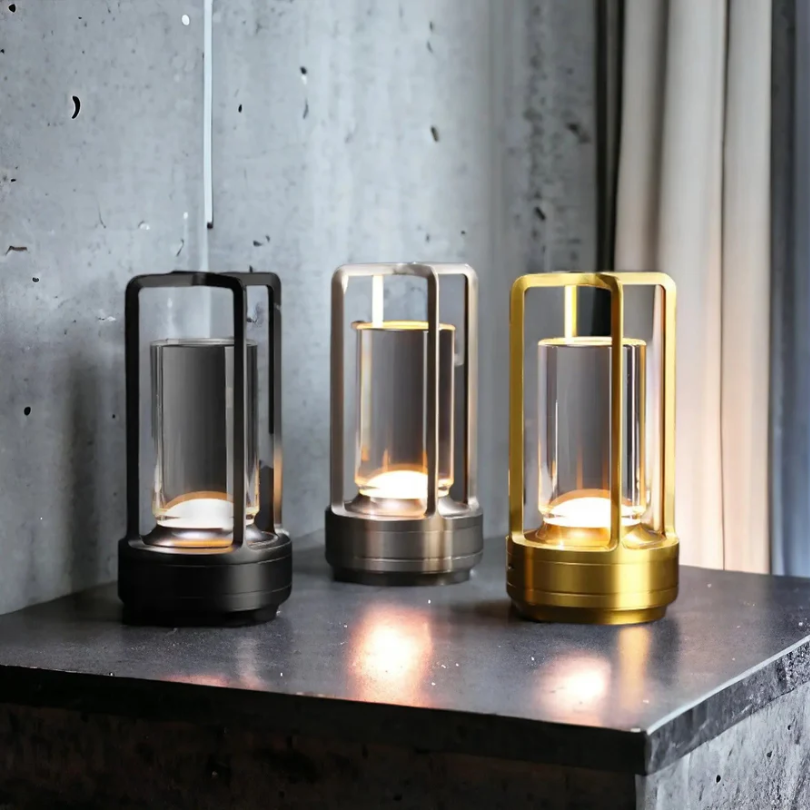 Wireless dimmable LED table lamp, a versatile and portable lighting solution for modern home decor.