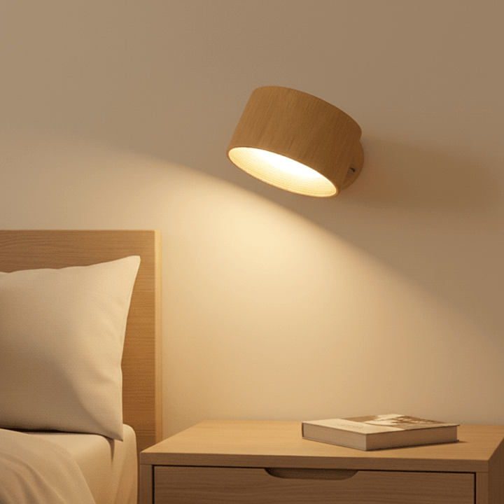Modern wireless LED wall lamp with remote control, perfect for minimalist home decor & ambient lighting.