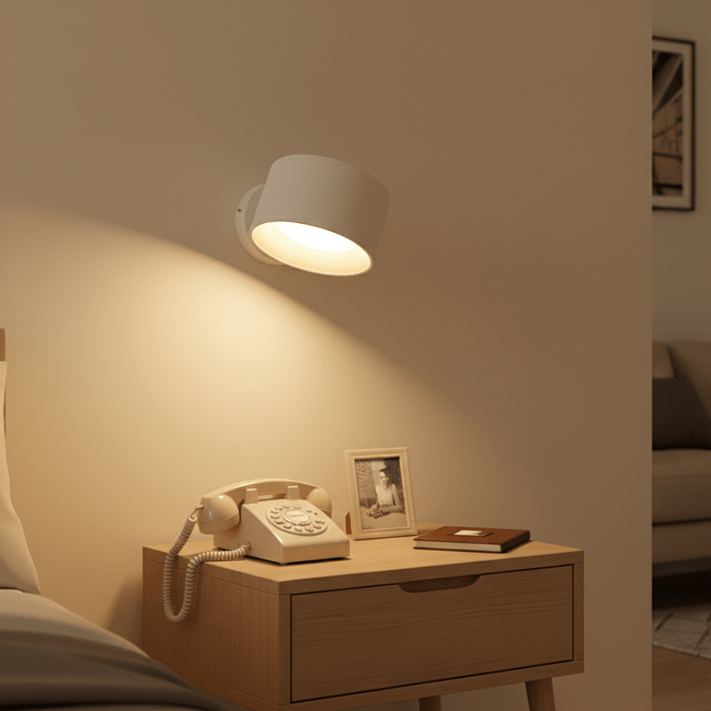 Rechargeable wireless wall lamp with remote control. Dimmable LED modern lighting for convenient home accent.