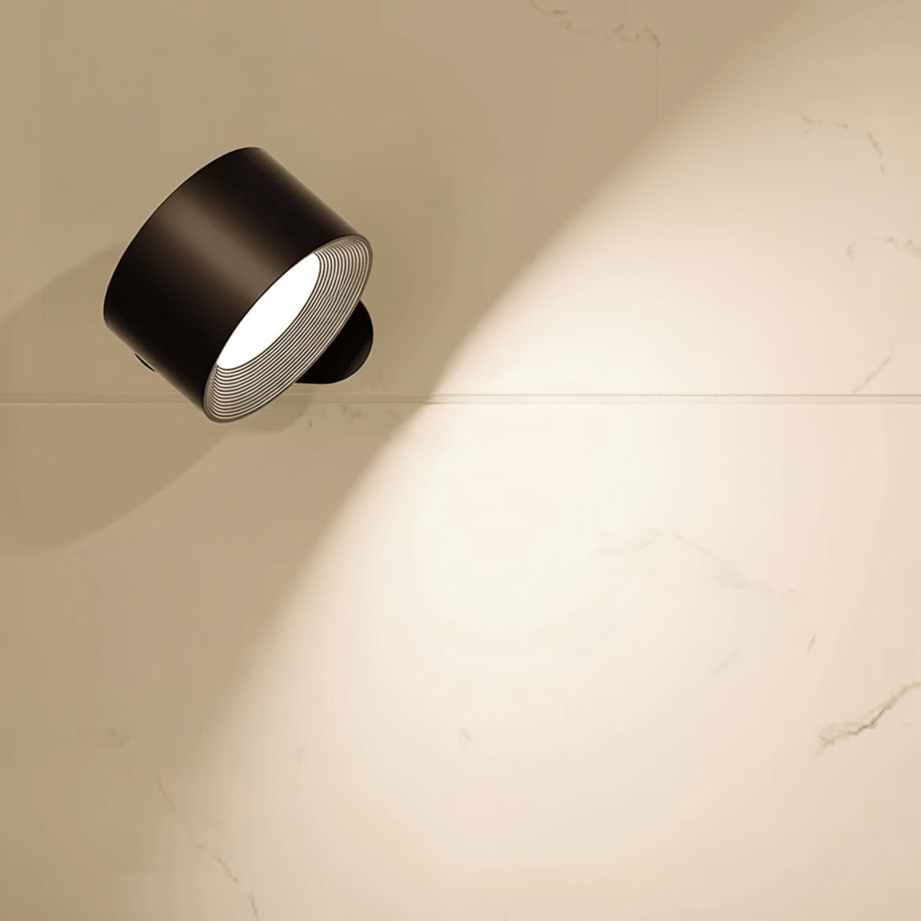 Modern wireless LED wall light with remote control. Rechargeable for easy, dimmable ambient lighting in any room.