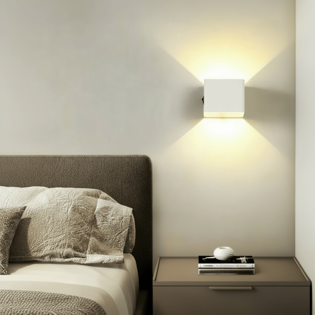 Decorative accent wall light: modern wireless LED fixture with adjustable beam, ideal for contemporary home decor.