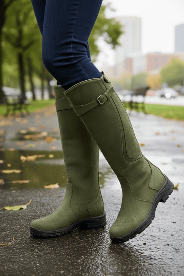 Modern women's knee-high boots with stable sole for all-day comfort. Perfect for fall & winter urban style.