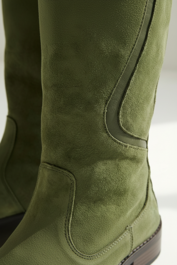 Comfortable women's knee-high boots in a modern design, perfect for fall fashion and urban outings.