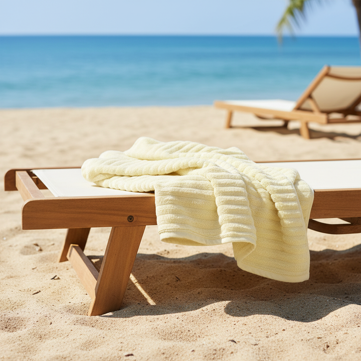 MoistureHero quick dry coral fleece bath towel in a neutral color, perfect for bathroom use.