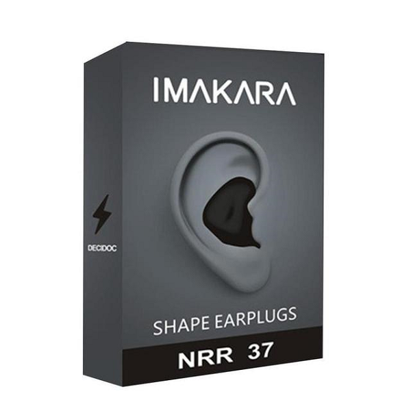 Two unisex earplugs, showcasing their adaptability for various ear shapes and uses like swimming.