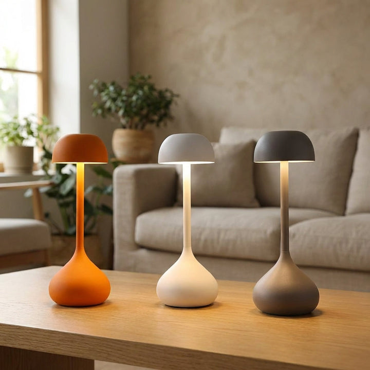 Moonara Modern Cordless Mushroom Table Lamp, dimmable LED light for ambient glow