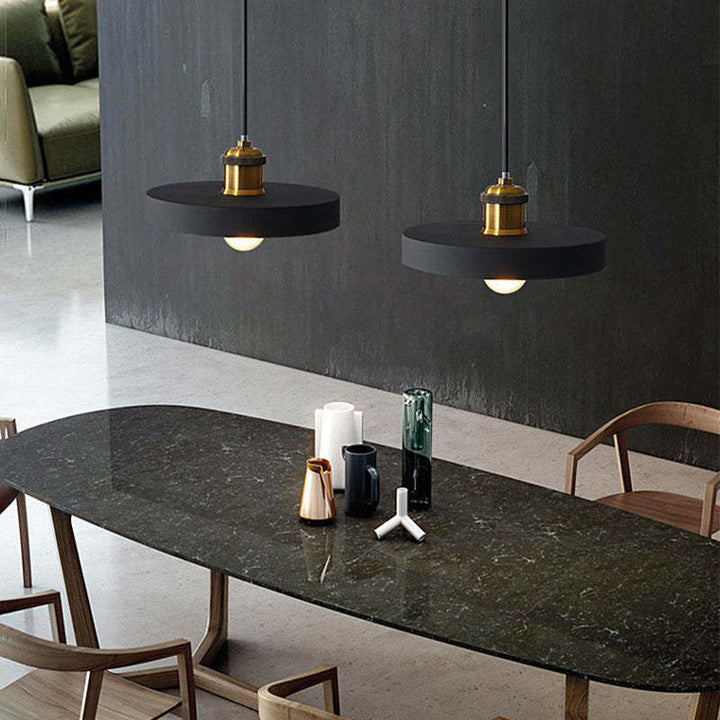 Sleek Morandi style LED pendant light, enhancing contemporary bedroom aesthetics.