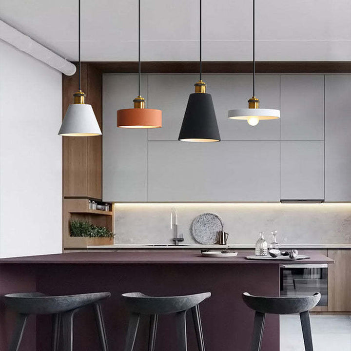 Contemporary Morandi LED hanging lamp, great for kitchens or living areas.
