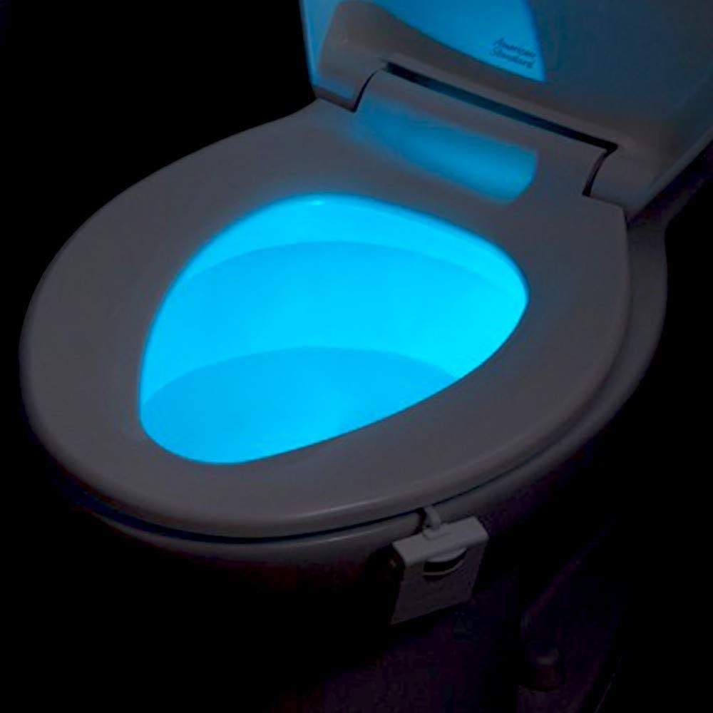 Hands-free LED toilet night light, motion-activated for safety and convenience in the bathroom at night