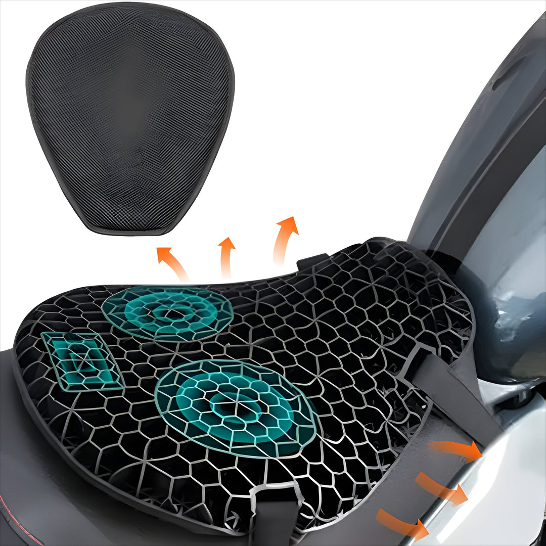 Breathable, anti-slip motorcycle gel seat pad ensures comfort and stability on long rides & touring adventures.