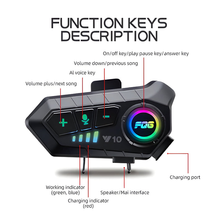 Waterproof motorcycle helmet Bluetooth headset for clear, hands-free rider communication & navigation.