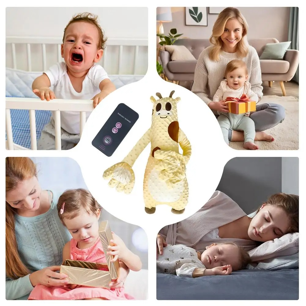 Baby sleep solution: A motorized patting device for soothing sleep, controllable via remote for ultimate convenience.