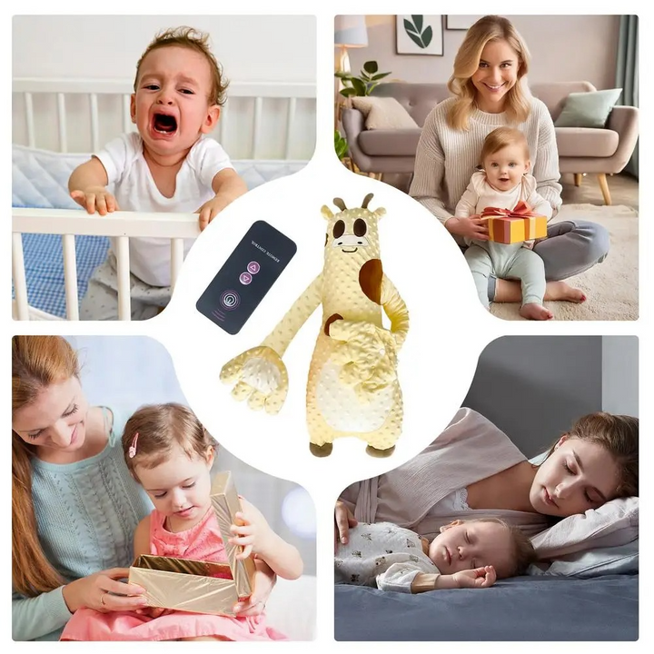 Baby sleep solution: A motorized patting device for soothing sleep, controllable via remote for ultimate convenience.