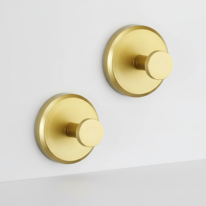 Close-up of Mountique black metal bathroom wall hook set, moisture resistant, space-saving organization