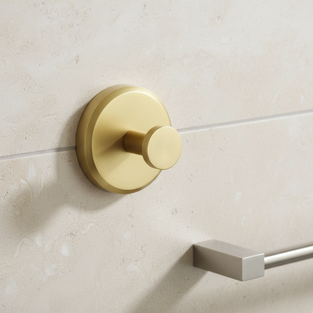 Mountique wall-mounted bathroom hook set with 4 metal hooks, perfect for towels & robes