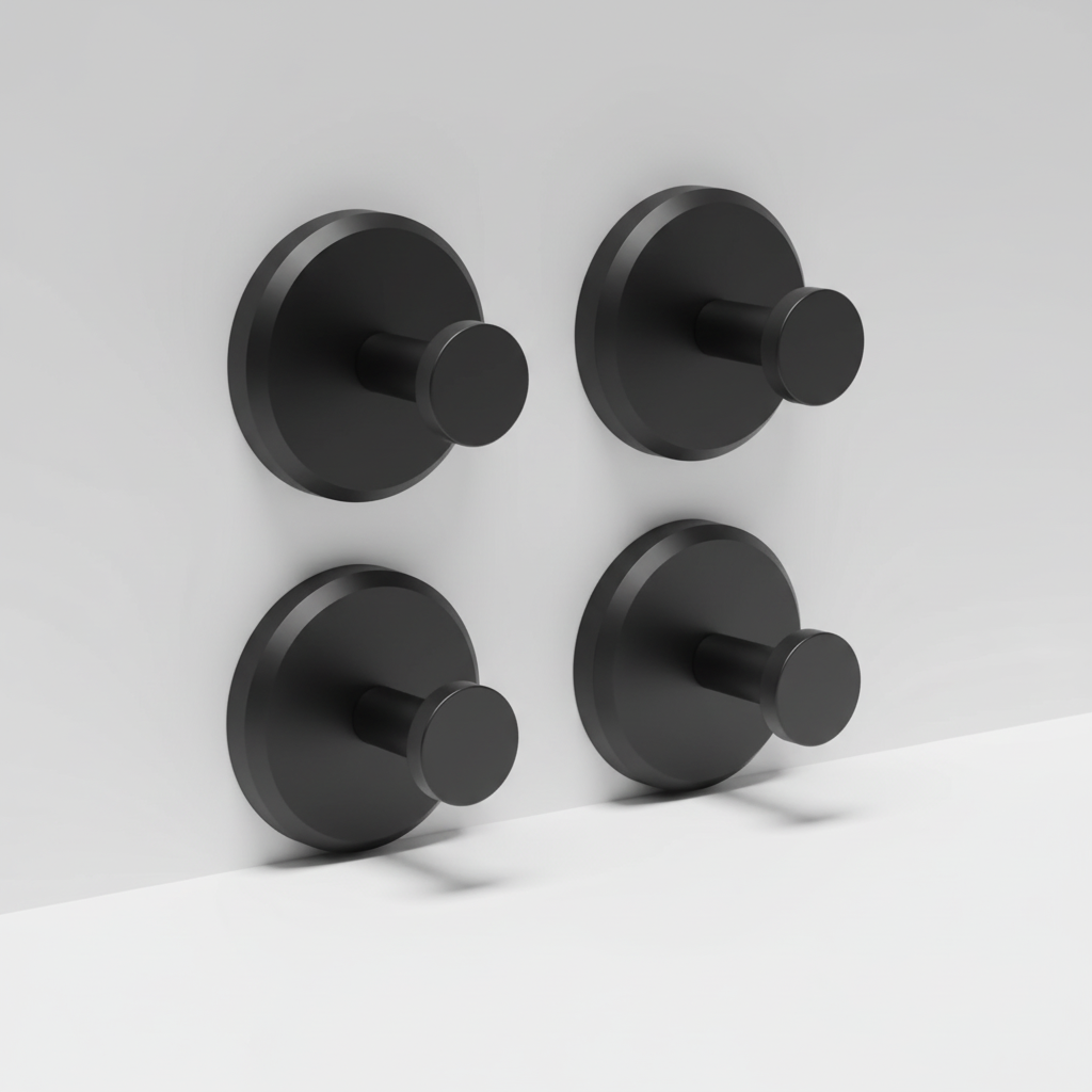 Bathroom accessory set: 4 metal wall hooks for home organization & decor, robust design