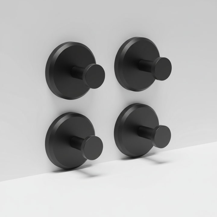 Bathroom accessory set: 4 metal wall hooks for home organization & decor, robust design