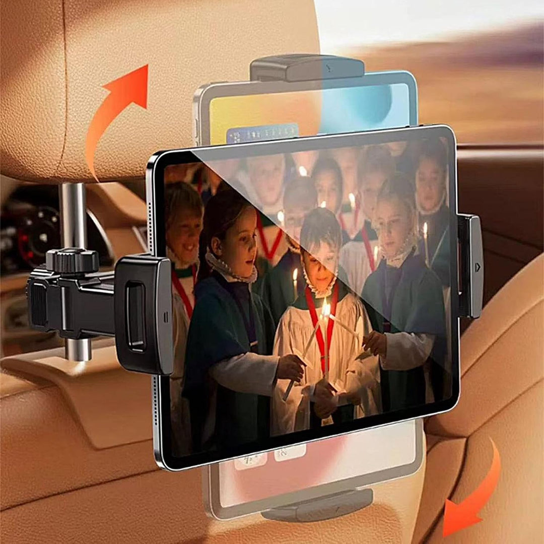 Movira adjustable car headrest tablet holder, perfect for kids watching movies on long car journeys.