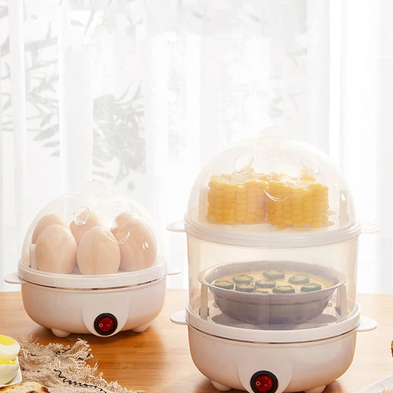 Versatile electric multi-cooker: egg cooker and food steamer for healthy home cooking, breakfast & meal prep.