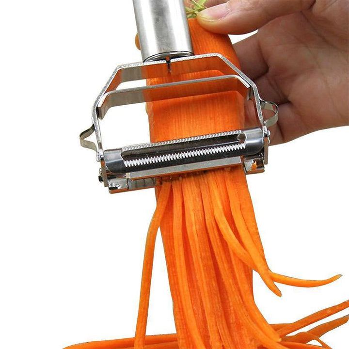Sharp blade of the versatile fruit peeler, a durable stainless steel cooking gadget for peeling veggies.