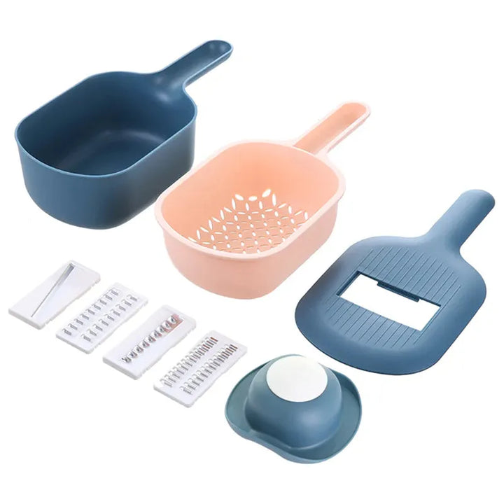 ChopMaster vegetable slicer, grater, and food chopper with a handy drain basket for efficient and clean prep.