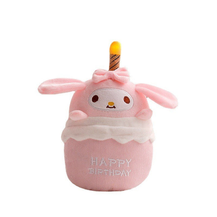Interactive musical birthday cake plush with light-up candles & celebratory sounds for kids. Fun gift!