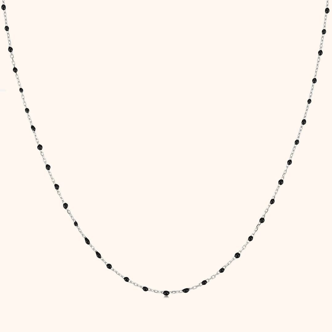 Fashionable women's mystical black pearl necklace. Adjustable, elegant statement jewelry, perfect gift for her.
