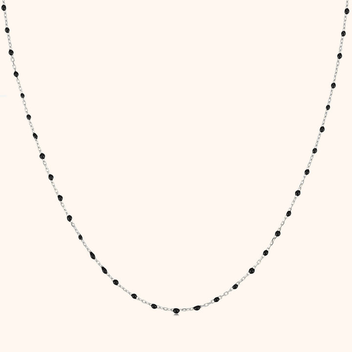 Fashionable women's mystical black pearl necklace. Adjustable, elegant statement jewelry, perfect gift for her.