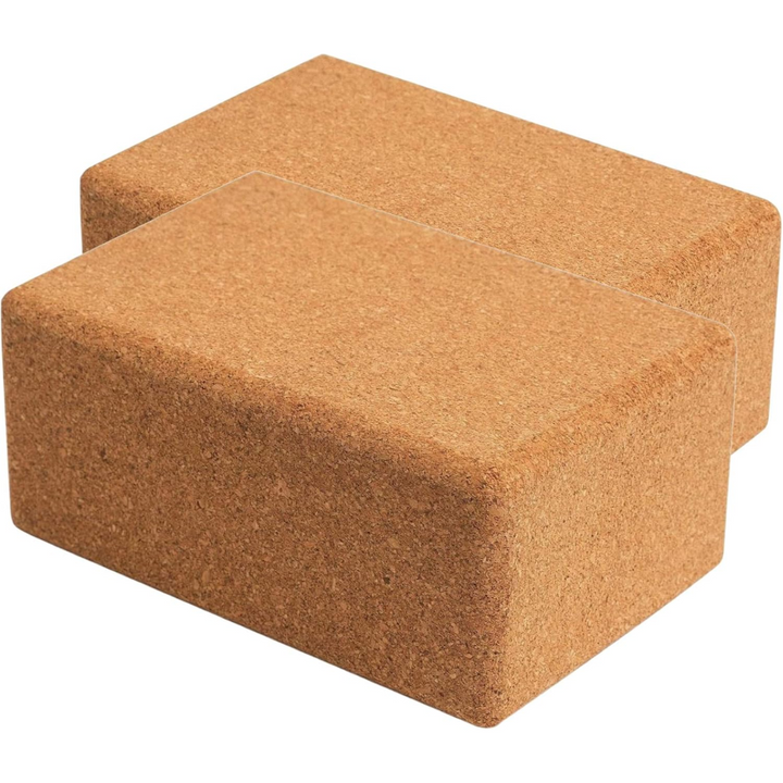 Natural cork yoga blocks (2-pack) for stability, balance & support in yoga, meditation & stretching.