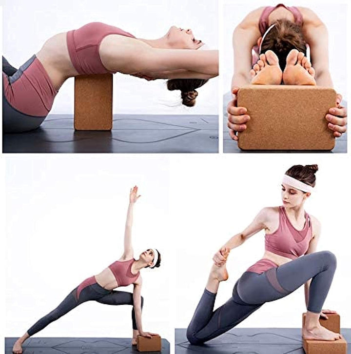 High-density cork yoga blocks (2-pack) offer reliable stability & support for all levels of yoga practice.