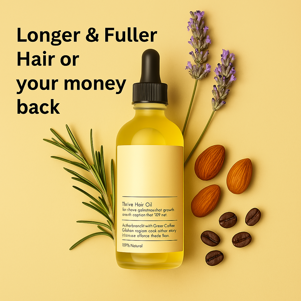 Rosemary hair growth oil for healthier scalp & hair. Boosts thickness, strength, and reduces hair loss naturally.