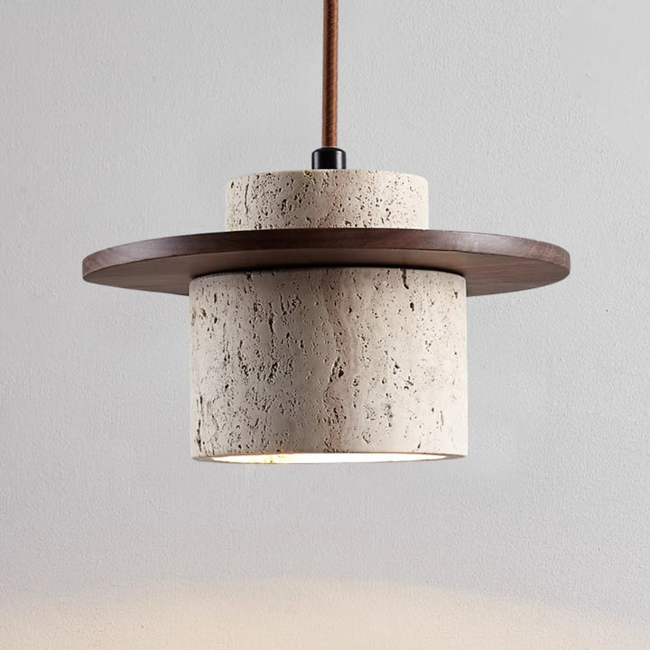 StoneGlow natural travertine ceiling lamp, a luxurious natural stone fixture for upscale home decor.