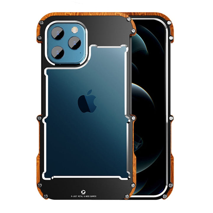 Stylish natural wood iPhone case. Durable wooden cover offering sleek protection for various iPhone models, a premium tech accessory.