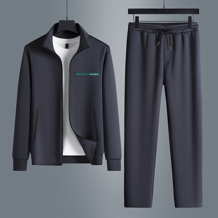 Navy Men's Hype Edge athletic tracksuit set, ultimate comfort & style. Zippered top, matching bottoms for activewear.