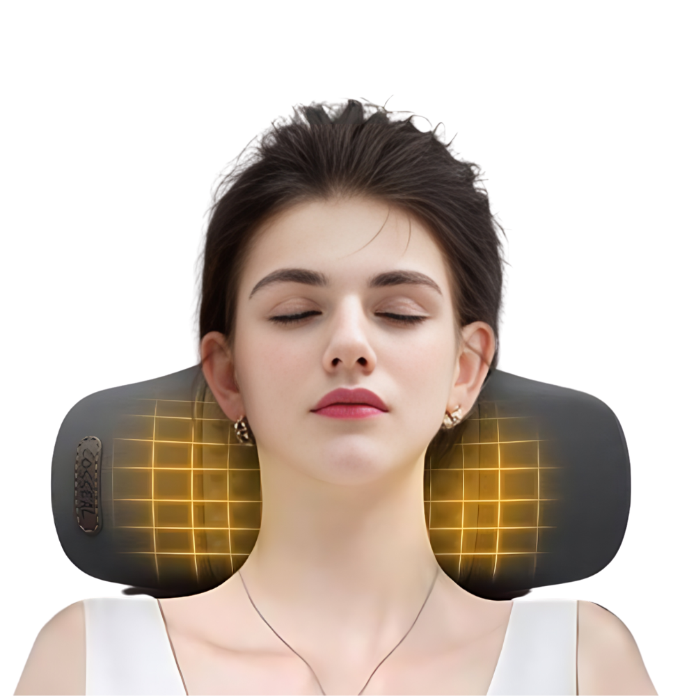 NeckEase Plus portable neck massager for deep muscle relaxation. Rechargeable device relieves shoulder pain & tension.