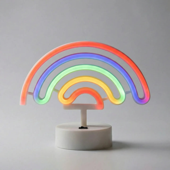 Unisex Neonova LED lamp, freestanding design, bright yellow neon light