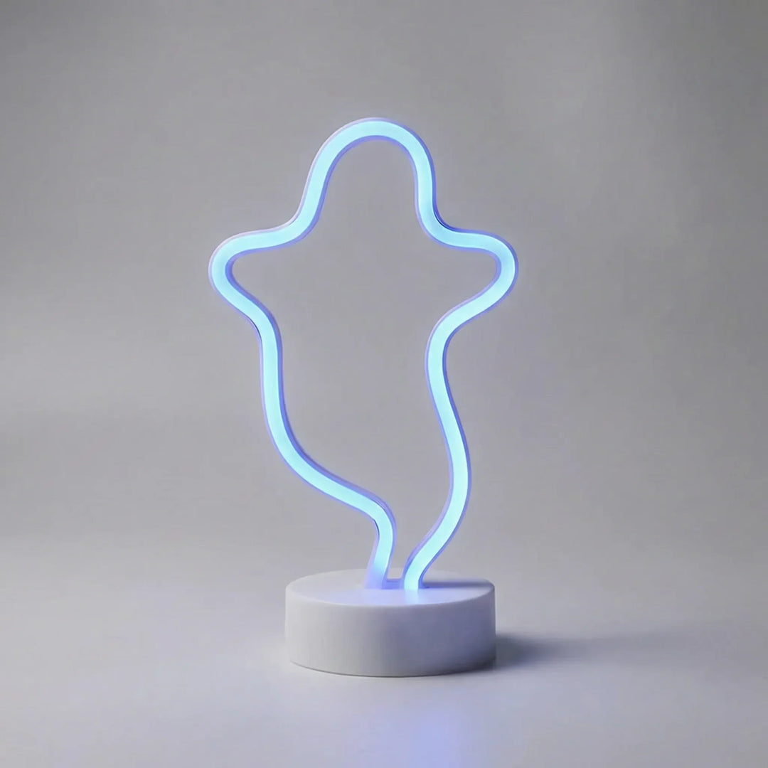 Elegant freestanding LED neon table lamp by Neonova, perfect for a cozy bedroom