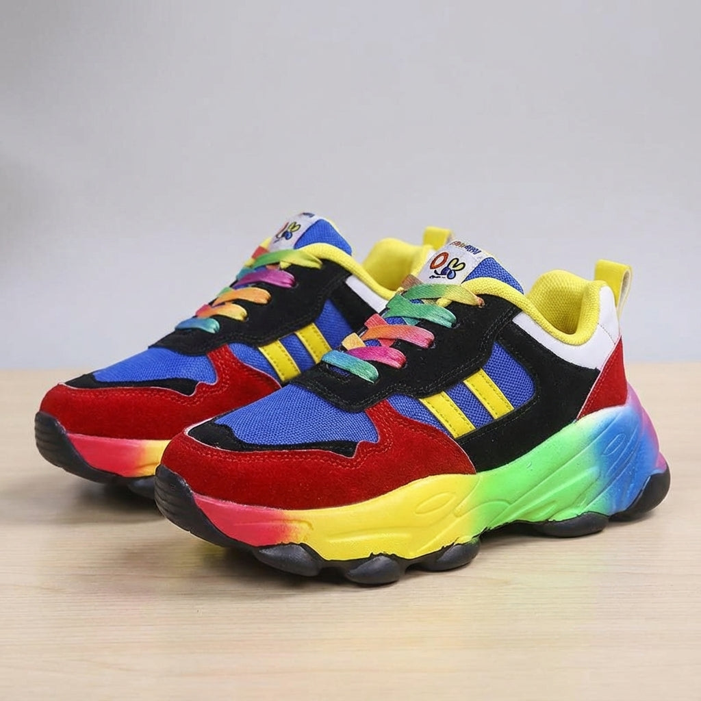 Pair of Nevaeh multi-color women's sports sneakers, ideal for walking and athletic activities