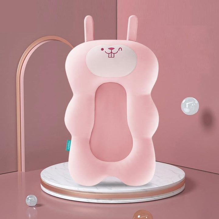 Safe & comfy baby bath cushion for newborns. Soft, quick-dry, anti-slip support with adorable animal design.