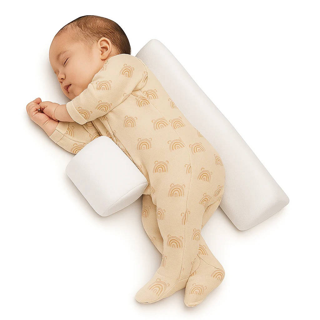 Newborn baby side sleeper wedge for safe and comfortable infant sleep.