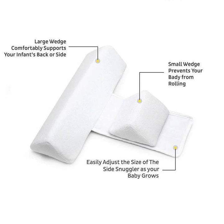 Close-up: Adjustable straps on the baby side sleeper wedge for secure infant support.