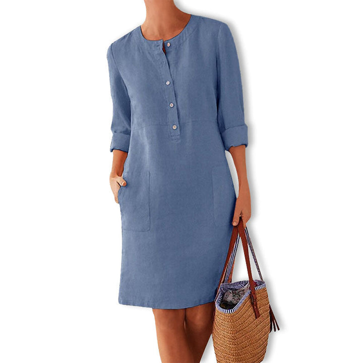 Nika women's casual summer dress, loose fitting and made from breathable cotton, in a fresh, bright hue.
