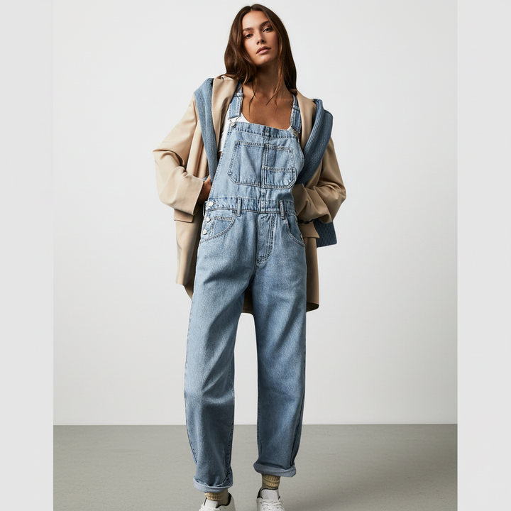 Comfortable cotton denim jumpsuit for women, Nina design, perfect for everyday fashion